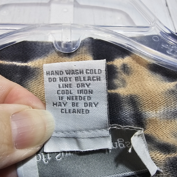 Soft Surrounding Women's Tan Black Tie Dye Fringe Drape Cardigan Size Medium. - Picture 8 of 10